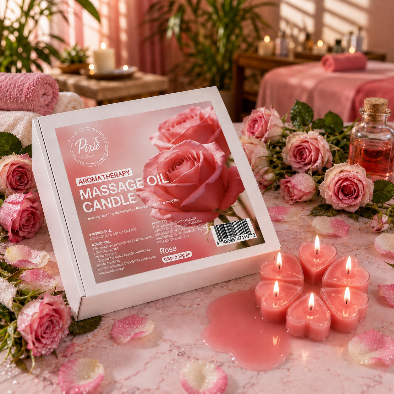 MASSAGE OIL CANDLE - ROSE (100pcs/box)