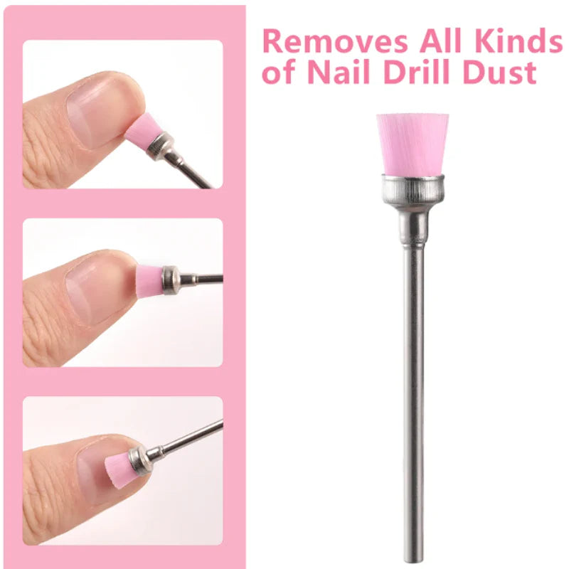 NYLON PINK CLEANING BRUSH - NAIL DRILL BIT
