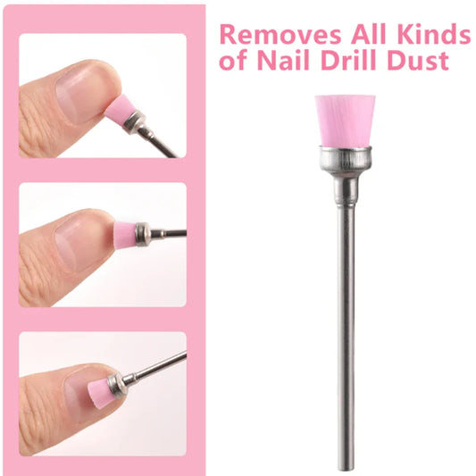 NYLON PINK CLEANING BRUSH - NAIL DRILL BIT