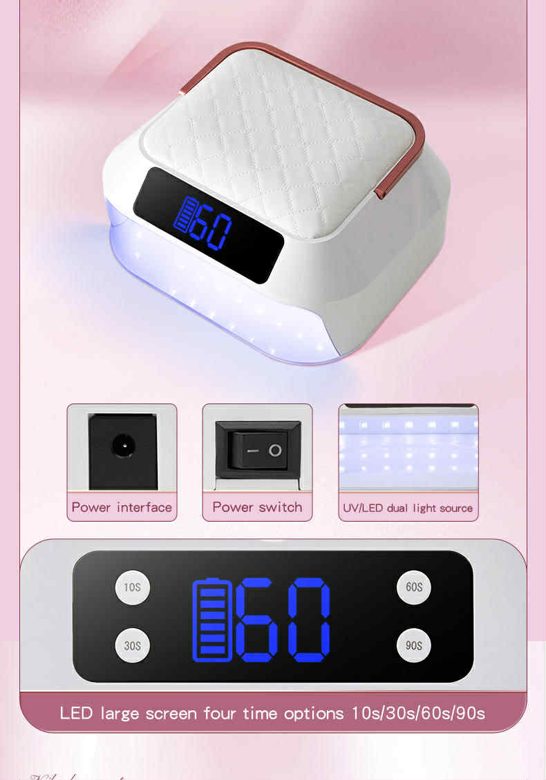 White Hybrid UV/LEDs Nail Lamp with Black Pillow top