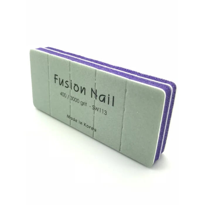 Fusion Nail 2 Sided Shiny Buffer  Pre Cut 400/ 3000 Grit - Made in Korea