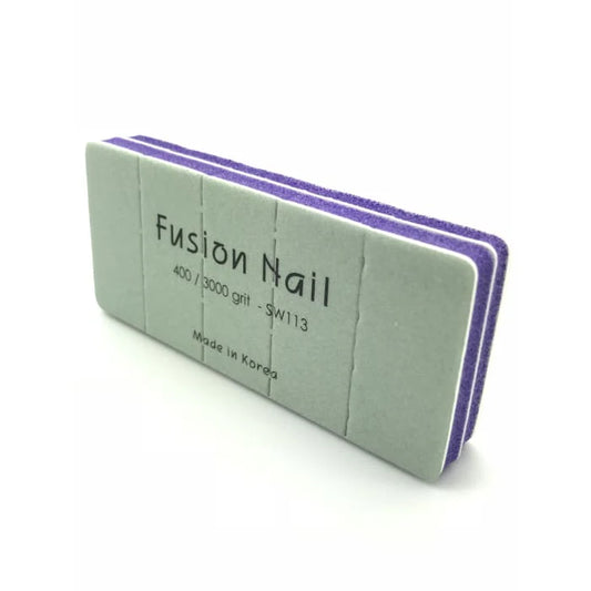 Fusion Nail 2 Sided Shiny Buffer  Pre Cut 400/ 3000 Grit - Made in Korea