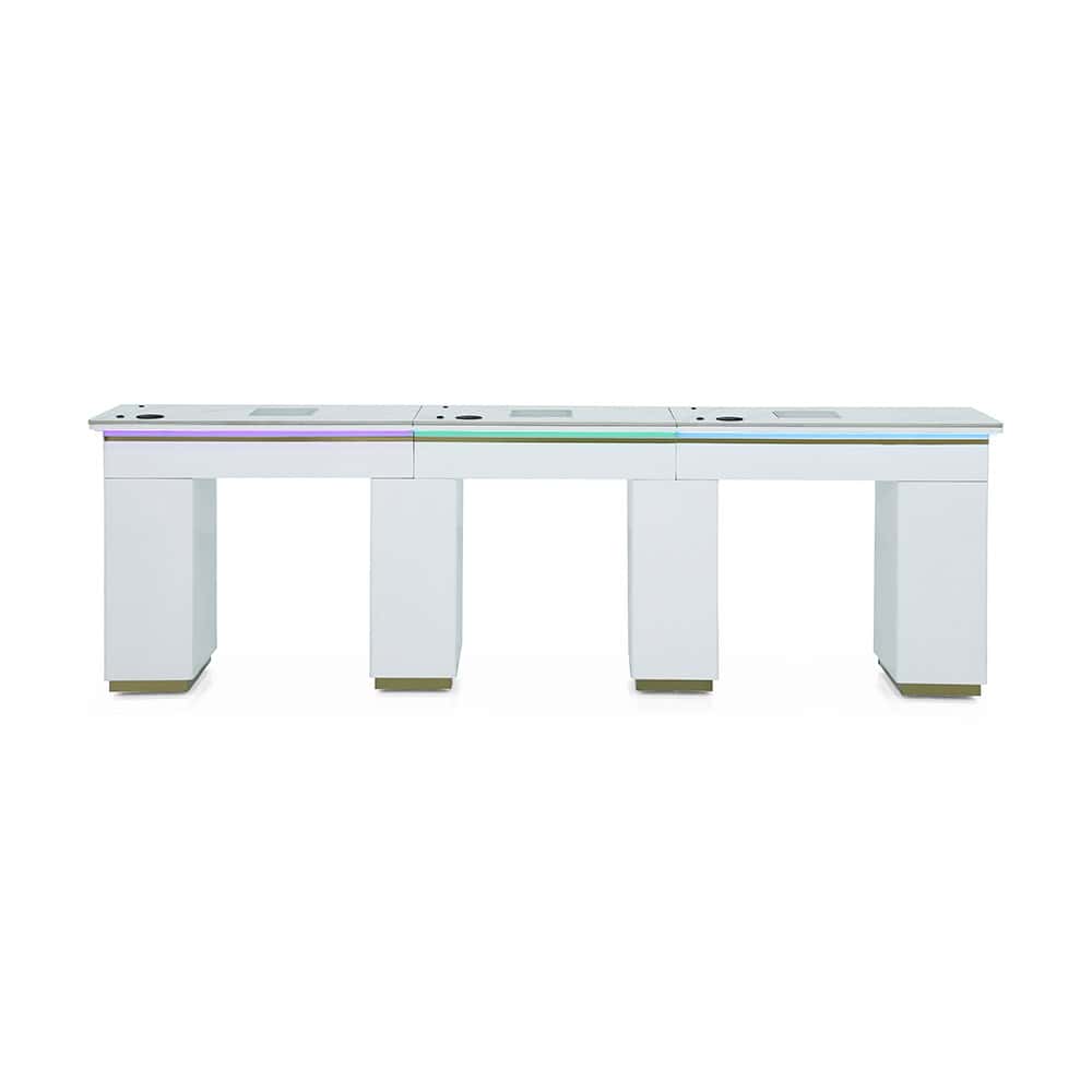 Luxury Manicure Table with LED Lighting - TRIPLE TABLE