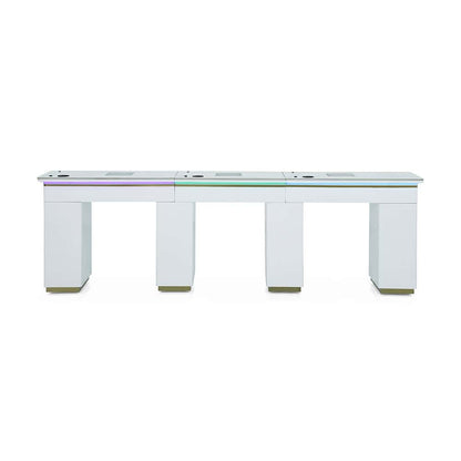 Luxury Manicure Table with LED Lighting - TRIPLE TABLE